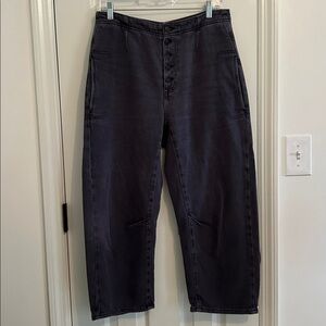 The Osaka Black/Gray Denim Barrel Jeans by Free People